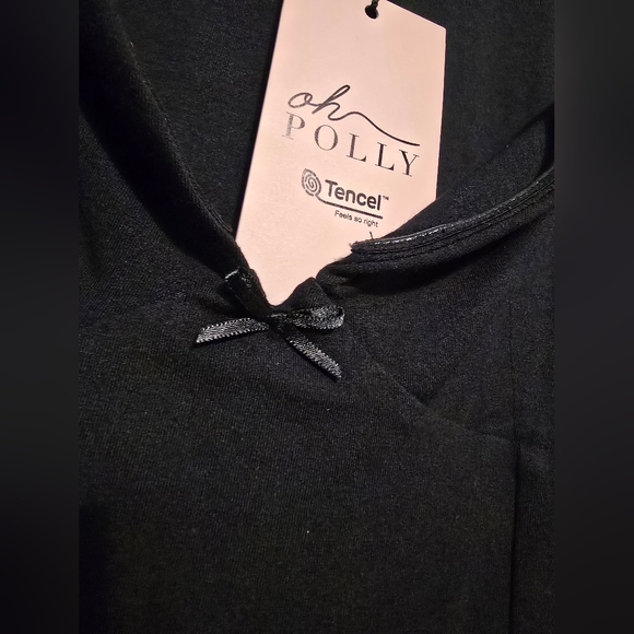 DEVI Modal Bow-Detail Sweetheart-Neck A-line mini dress, black, US 12 UK 16, NWT - Picture 9 of 12